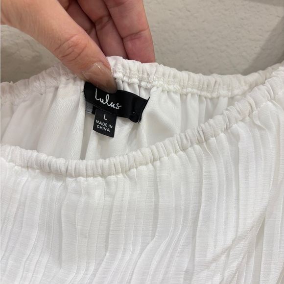 Size L Lulus Always Loving You White Pleated One-Shoulder Midi Dress - Picture 7 of 9